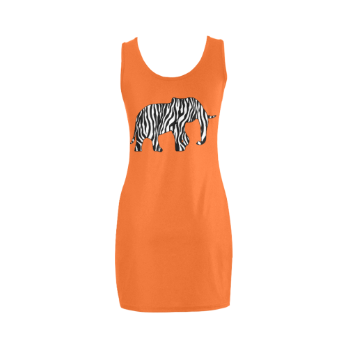 ZEBRAPHANT Elephant with Zebra Stripes black white Medea Vest Dress (Model D06)
