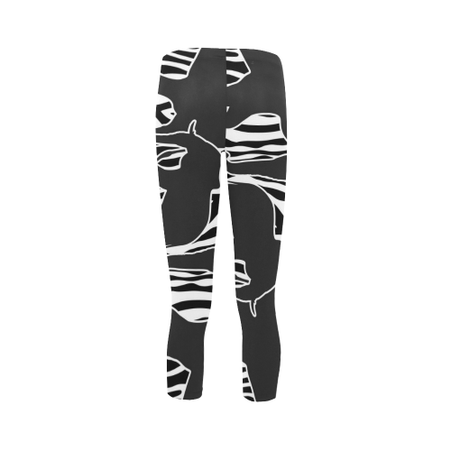 ELEPHANTS to ZEBRA stripes black & white Capri Legging (Model L02)