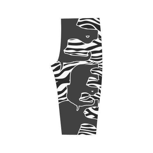 ELEPHANTS to ZEBRA stripes black & white Hestia Cropped Leggings (Model L03)