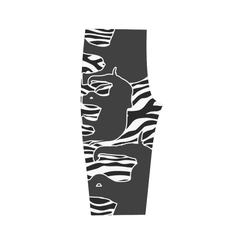 ELEPHANTS to ZEBRA stripes black & white Hestia Cropped Leggings (Model L03)