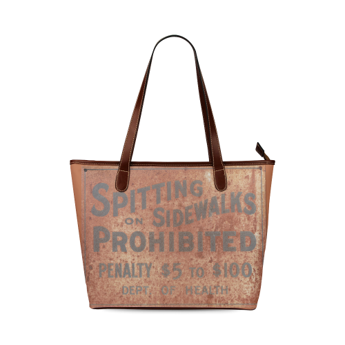 Spitting prohibited, penalty Shoulder Tote Bag (Model 1646)