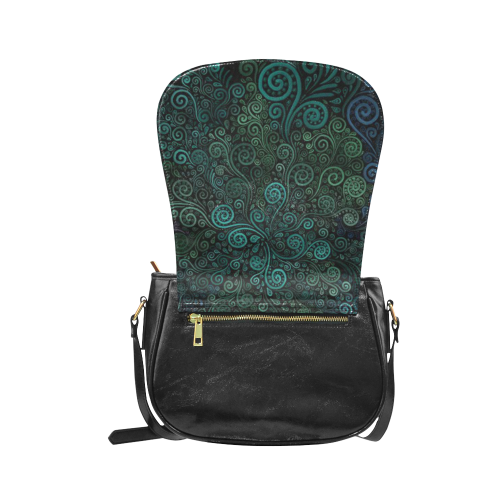 Turquoise Psychedelic Rose Classic Saddle Bag/Large (Model 1648)