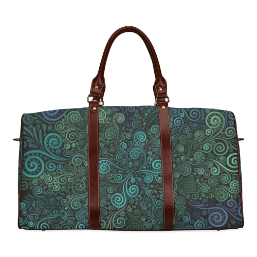 Turquoise 3D Rose Waterproof Travel Bag/Small (Model 1639)