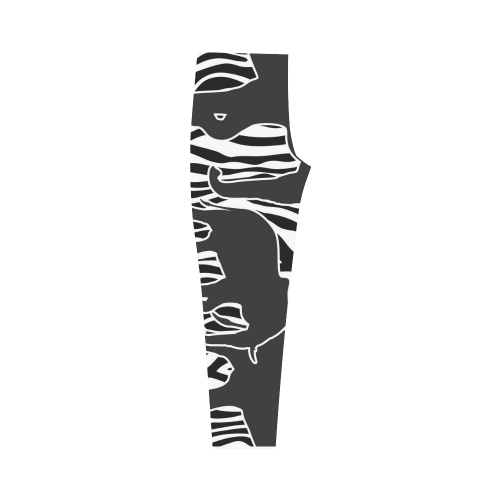 ELEPHANTS to ZEBRA stripes black & white Capri Legging (Model L02)
