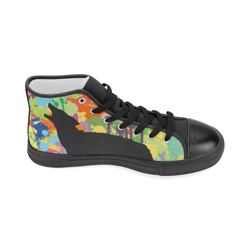 Wolf Black Shape Colorful Splash Women's Classic High Top Canvas Shoes (Model 017)