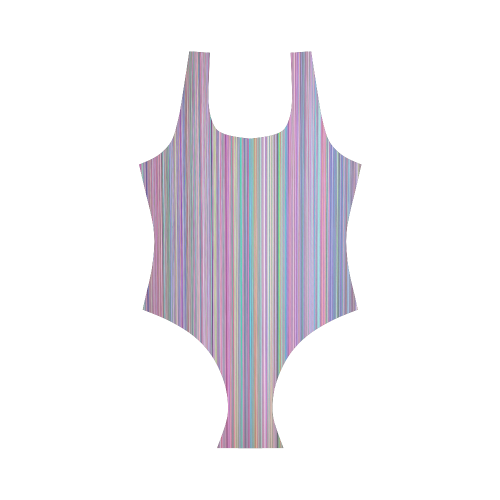 Broken TV Screen Test Pattern Vest One Piece Swimsuit (Model S04)