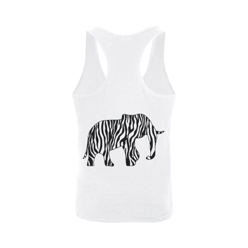 ZEBRAPHANT Elephant with Zebra Stripes black white Plus-size Men's I-shaped Tank Top (Model T32)