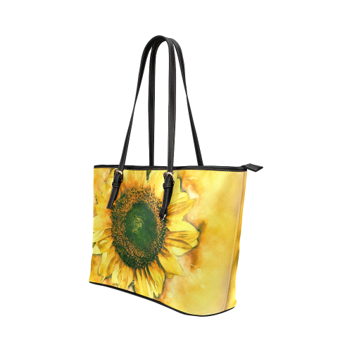 Painting Sunflower - Life is in full bloom Leather Tote Bag/Large (Model 1651)