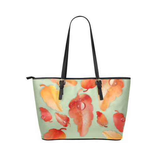 Leaves Leather Tote Bag/Large (Model 1651)