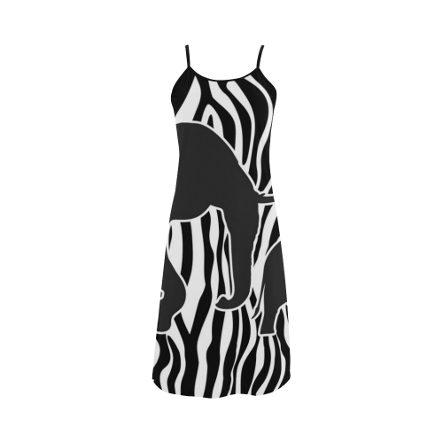 ELEPHANTS to ZEBRA stripes black & white Alcestis Slip Dress (Model D05)