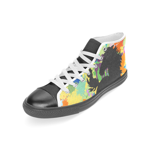 Horse Black Shape Colorful Splash Women's Classic High Top Canvas Shoes (Model 017)