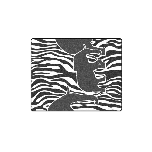 ELEPHANTS to ZEBRA stripes black & white Blanket 40"x50"