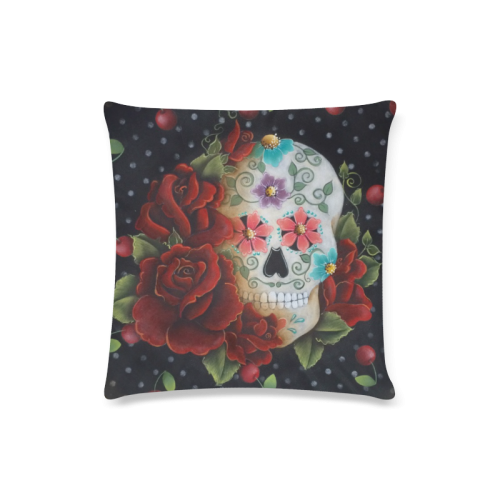 Vintage Sugar Skull Pillow Cover Custom Zippered Pillow Case 16"x16"(Twin Sides)