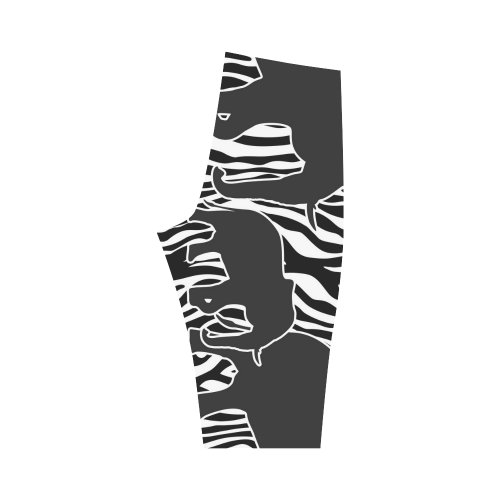 ELEPHANTS to ZEBRA stripes black & white Hestia Cropped Leggings (Model L03)