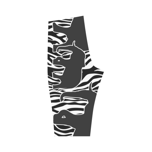 ELEPHANTS to ZEBRA stripes black & white Hestia Cropped Leggings (Model L03)