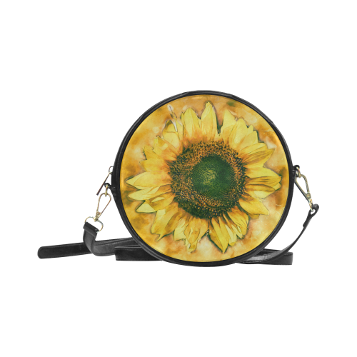 Painting Sunflower - Life is in full bloom Round Sling Bag (Model 1647)