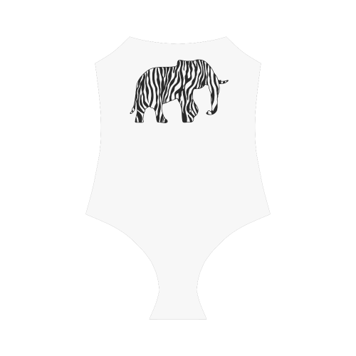 ZEBRAPHANT Elephant with Zebra Stripes black white Strap Swimsuit ( Model S05)