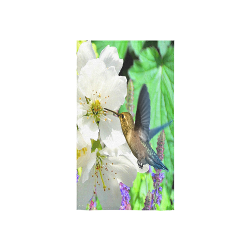 Peach Blossom Hummingbird Custom Towel 16"x28"