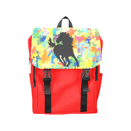 Black Horse Shape Colorful Splash Your Colorbackgr Casual Shoulders Backpack (Model 1623)
