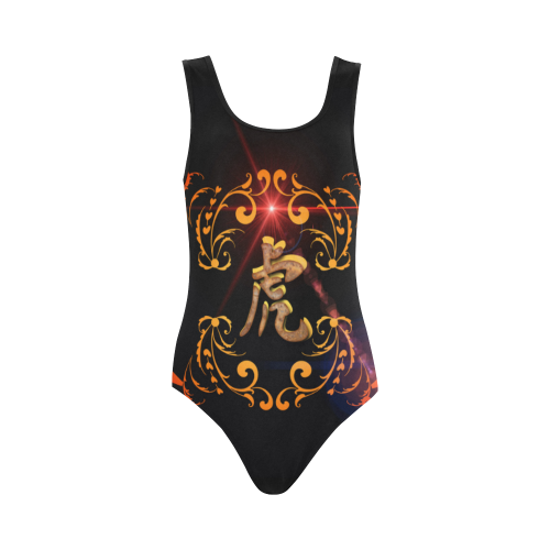 Hieroglyph, the tiger Vest One Piece Swimsuit (Model S04)