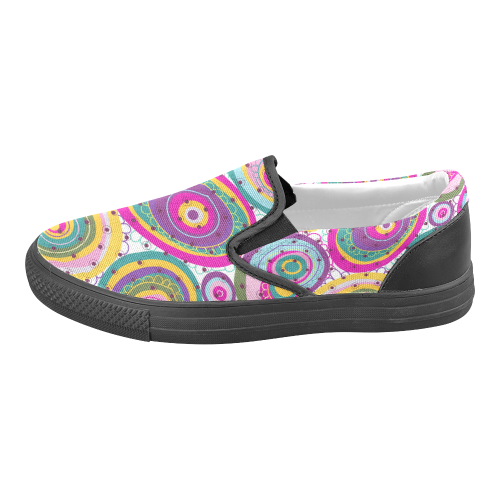 Abstract Colorful Circles Men's Unusual Slip-on Canvas Shoes (Model 019)