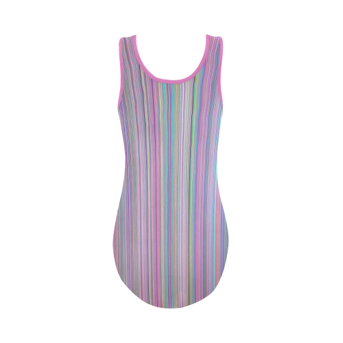 Broken TV Screen Test Pattern Vest One Piece Swimsuit (Model S04)