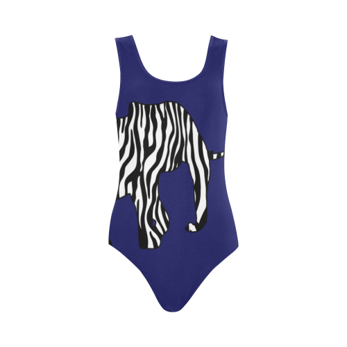 ZEBRAPHANT Elephant with Zebra Stripes black white Vest One Piece Swimsuit (Model S04)