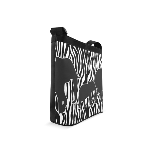 ELEPHANTS to ZEBRA stripes black & white Crossbody Bags (Model 1613)