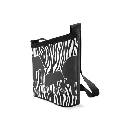 ELEPHANTS to ZEBRA stripes black & white Crossbody Bags (Model 1613)