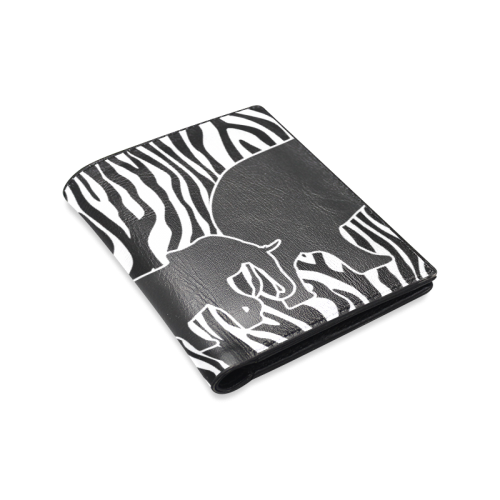 ELEPHANTS to ZEBRA stripes black & white Men's Leather Wallet (Model 1612)