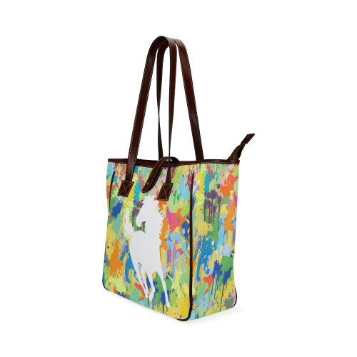 Horse White Shape Colorful Splash Classic Tote Bag (Model 1644)