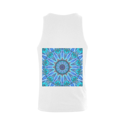 Sapphire Ice Flame, Cyan Blue Crystal Wheel Plus-size Men's Shoulder-Free Tank Top (Model T33)