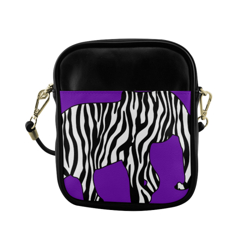 ZEBRAPHANT Elephant with Zebra Stripes black white Sling Bag (Model 1627)