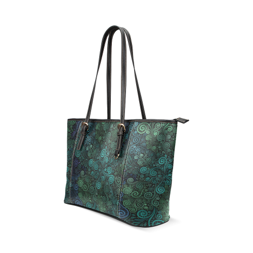 Turquoise 3D Rose Leather Tote Bag/Small (Model 1640)