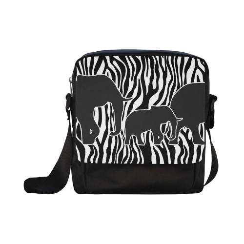 ELEPHANTS to ZEBRA stripes black & white Crossbody Nylon Bags (Model 1633)