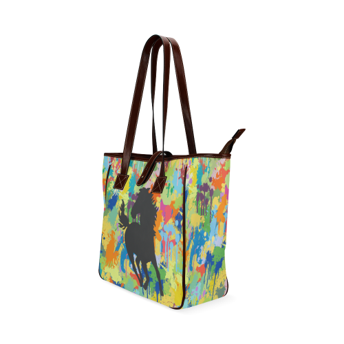 Horse Black Shape Colorful Splash Classic Tote Bag (Model 1644)