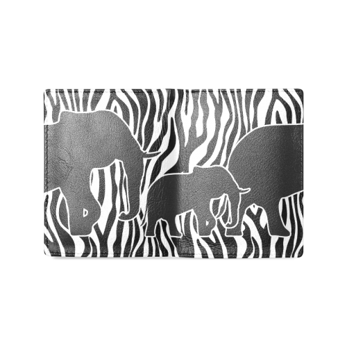 ELEPHANTS to ZEBRA stripes black & white Men's Leather Wallet (Model 1612)