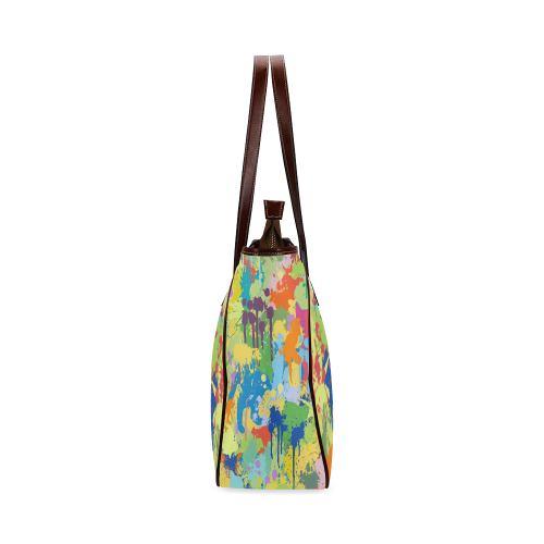 Black Wolf Shape Colorful Splash Classic Tote Bag (Model 1644)