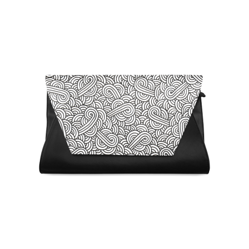 Black and white swirls doodles Clutch Bag (Model 1630) ID D404954