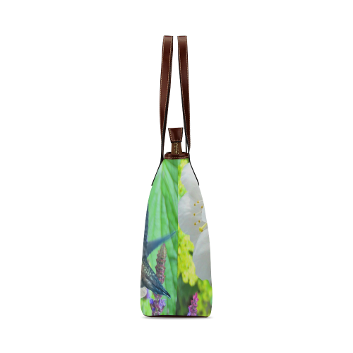 Peach Blossom Hummingbird Shoulder Tote Bag (Model 1646)