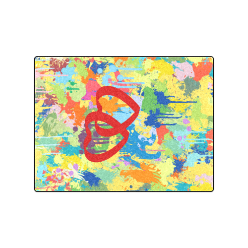 Love Hearts Colorful Splash Design Blanket 50"x60"