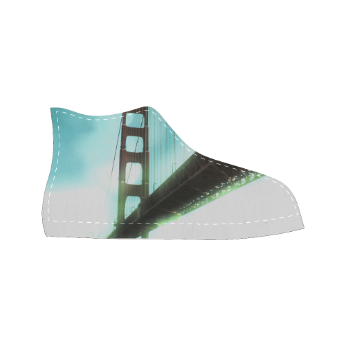Green Bokeh Golden Gate Bridge (black) Women's Classic High Top Canvas Shoes (Model 017)