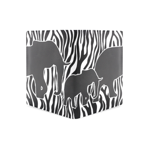 ELEPHANTS to ZEBRA stripes black & white Men's Leather Wallet (Model 1612)