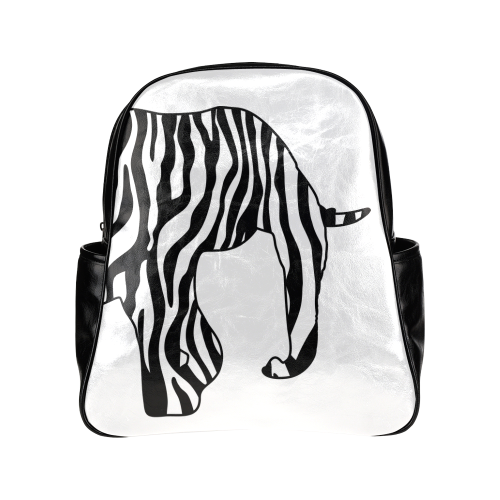 ZEBRAPHANT Elephant with Zebra Stripes black white Multi-Pockets Backpack (Model 1636)