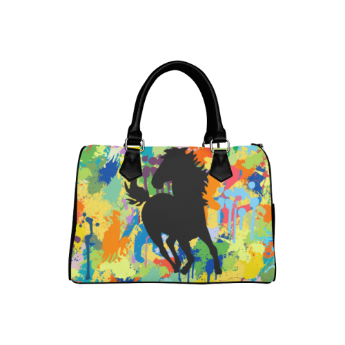 Horse Shape Template Colorful Splash Boston Handbag (Model 1621)