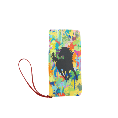 Horse Shape Colorful Splash Design Women's Clutch Wallet (Model 1637)
