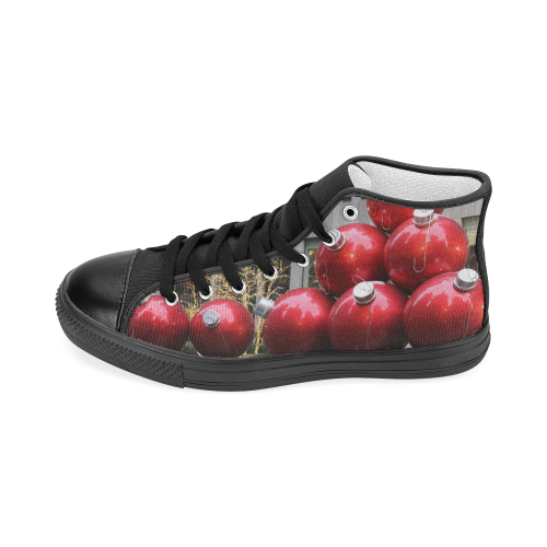 NYC Christmas Ball Ornaments (black) Women's Classic High Top Canvas Shoes (Model 017)