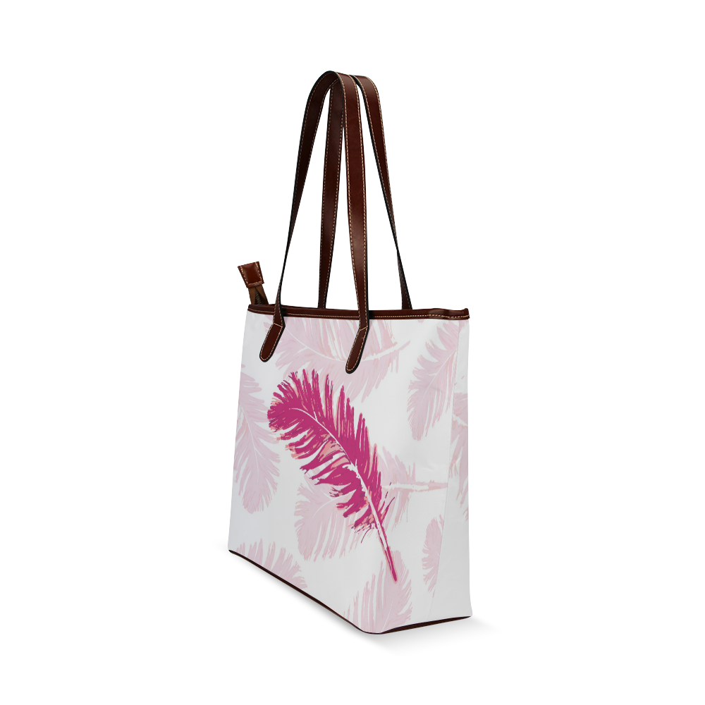 Pink feathers Shoulder Tote Bag (Model 1646) ID D405595