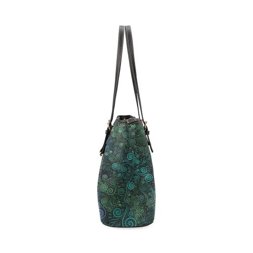 Turquoise 3D Rose Leather Tote Bag/Small (Model 1640)