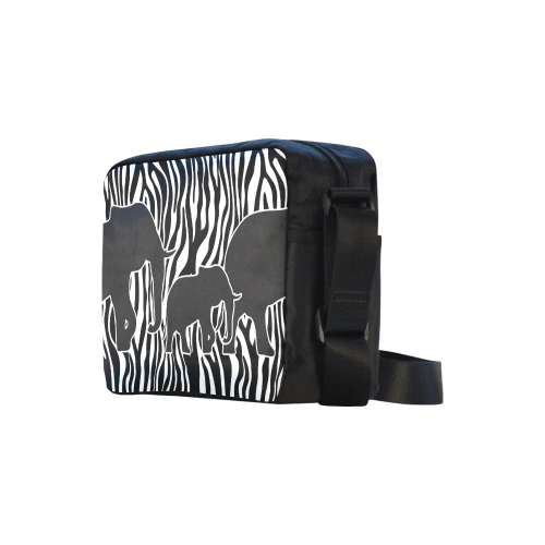ELEPHANTS to ZEBRA stripes black & white Classic Cross-body Nylon Bags (Model 1632)